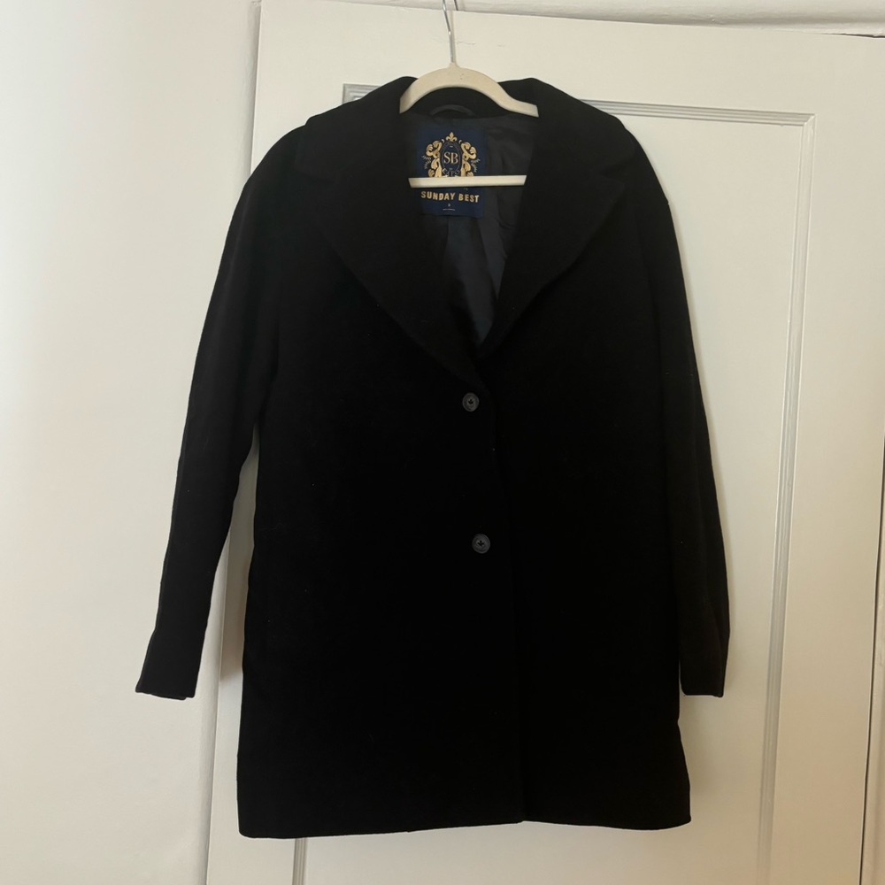 Black wool pea coat aritzia
